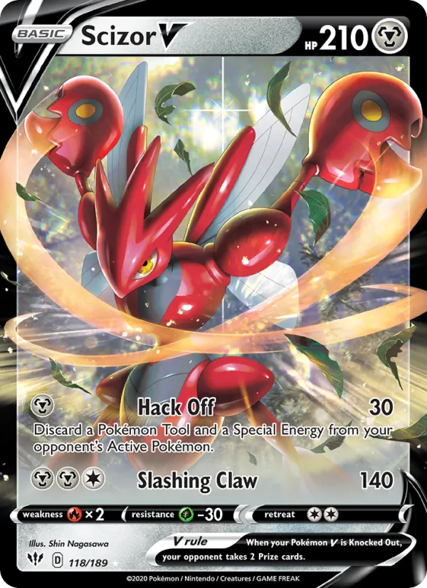 Scizor V 118/189  - Holofoil SWSH03 Darkness Ablaze - Holo Rare V