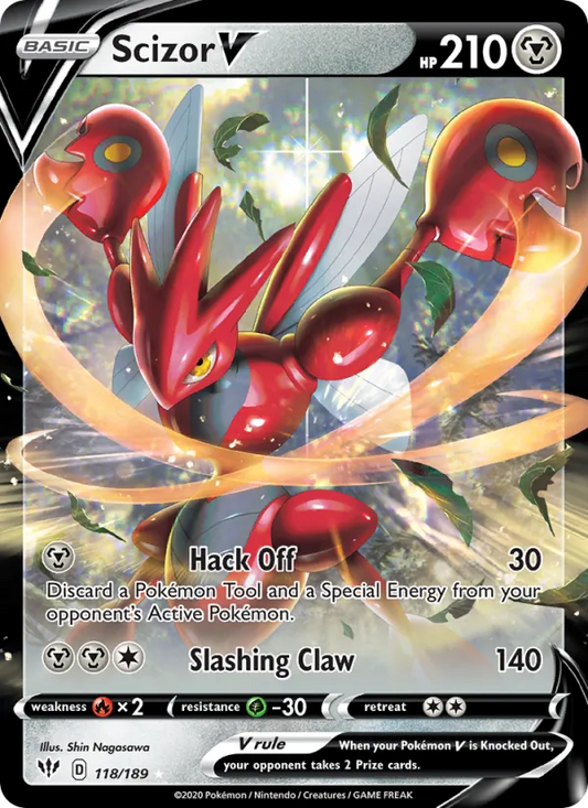 Scizor V 118/189  - Holofoil SWSH03 Darkness Ablaze - Holo Rare V