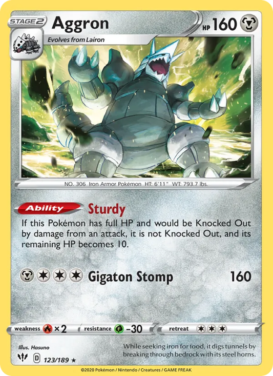 Aggron 123/189  - Holofoil SWSH03 Darkness Ablaze - Holo Rare