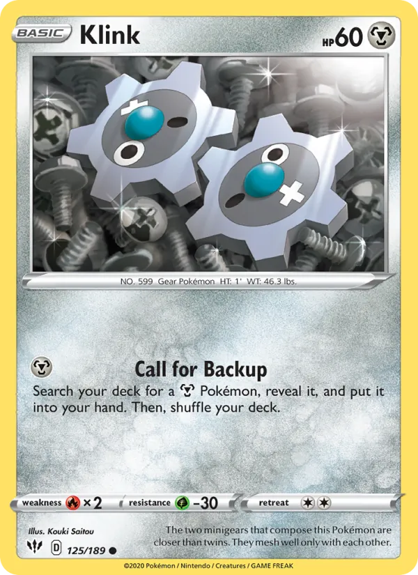 Klink 125/189  - Reverse Holofoil SWSH03 Darkness Ablaze - Common