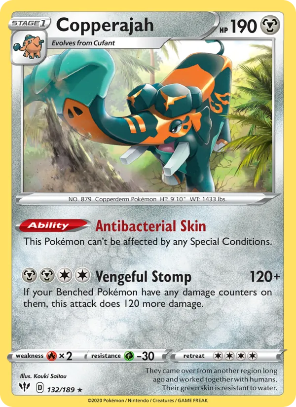 Copperajah 132/189  - Holofoil SWSH03 Darkness Ablaze - Holo Rare