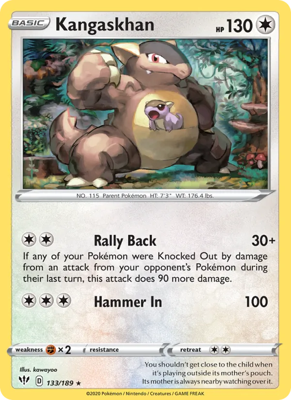 Kangaskhan 133/189  - Reverse Holofoil SWSH03 Darkness Ablaze - Holo Rare