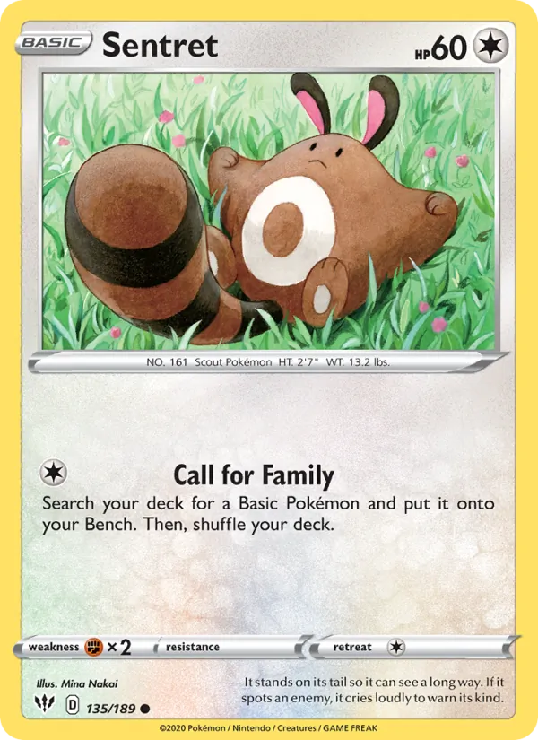 Sentret 135/189  - Reverse Holofoil SWSH03 Darkness Ablaze - Common