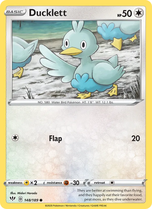 Ducklett 148/189  - Reverse Holofoil SWSH03 Darkness Ablaze - Common