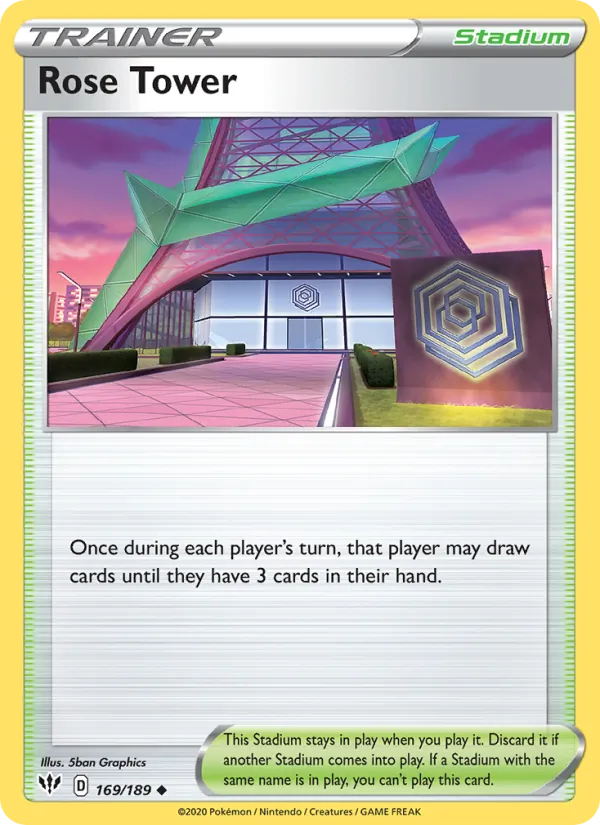 Rose Tower 169/189  - Reverse Holofoil SWSH03 Darkness Ablaze - Uncommon