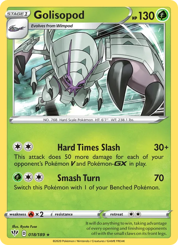 Golisopod 18/189  - Reverse Holofoil SWSH03 Darkness Ablaze - Holo Rare