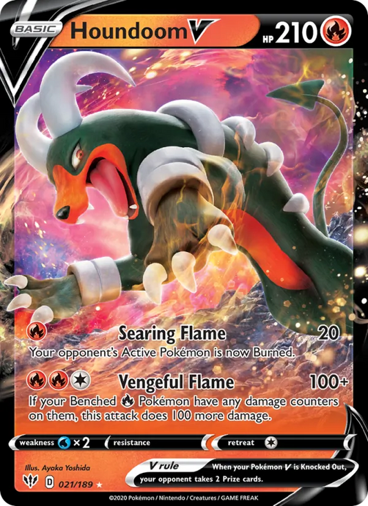 Houndoom V 21/189  - Holofoil SWSH03 Darkness Ablaze - Holo Rare V