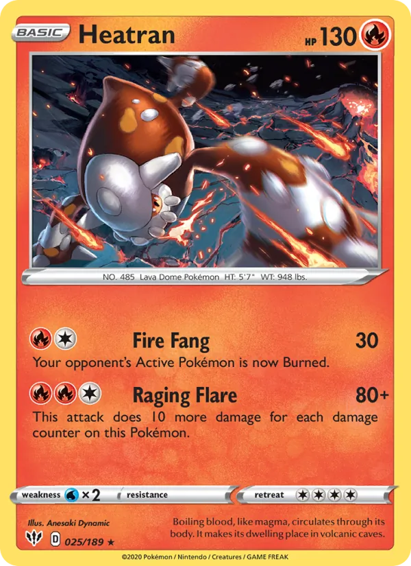 Heatran 25/189  - Reverse Holofoil SWSH03 Darkness Ablaze - Holo Rare