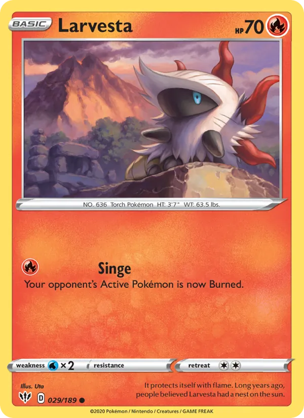 Larvesta 29/189  - Reverse Holofoil SWSH03 Darkness Ablaze - Common
