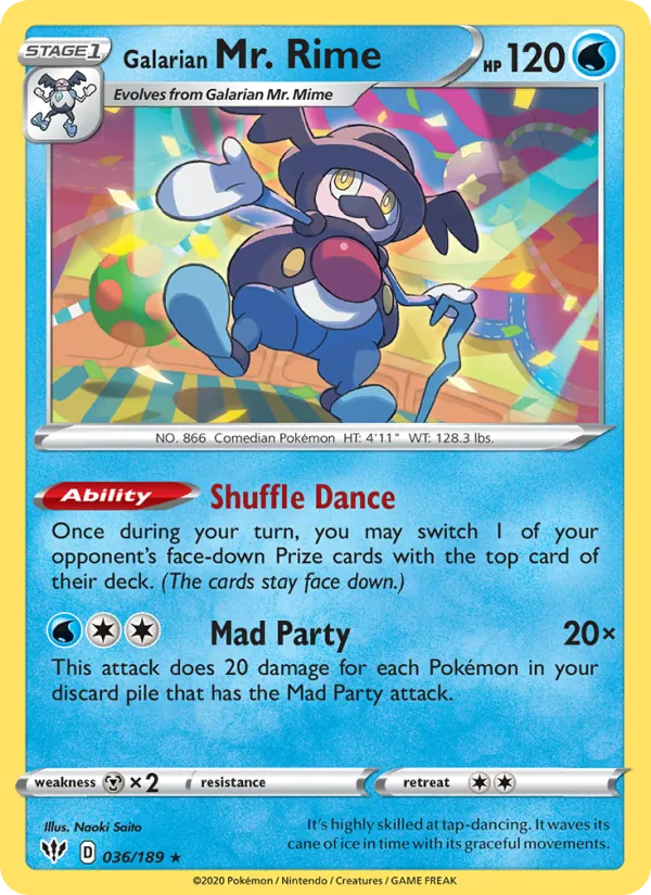 Galarian Mr. Rime 36/189  - Reverse Holofoil SWSH03 Darkness Ablaze - Rare
