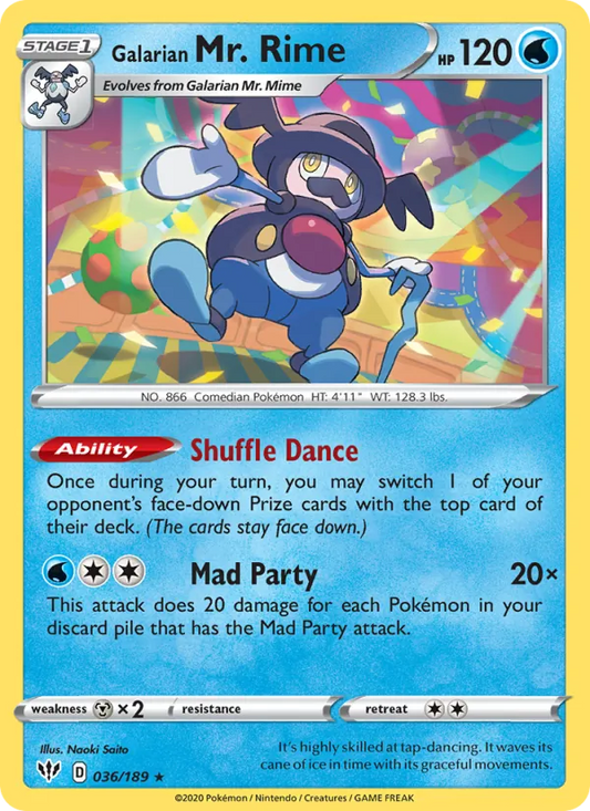 Galarian Mr. Rime 36/189  - Reverse Holofoil SWSH03 Darkness Ablaze - Rare