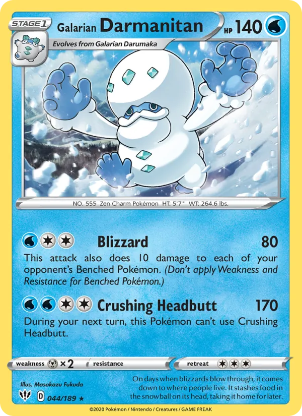 Galarian Darmanitan 44/189  - Reverse Holofoil SWSH03 Darkness Ablaze - Rare