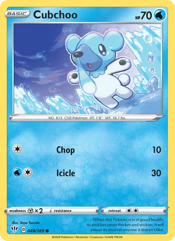Cubchoo 48/189  - Reverse Holofoil SWSH03 Darkness Ablaze - Common