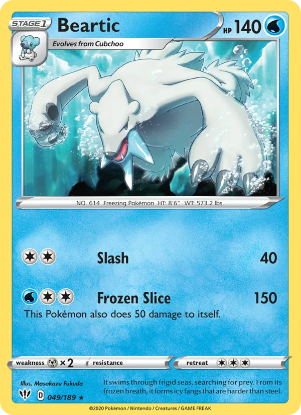 Beartic 49/189  - Reverse Holofoil SWSH03 Darkness Ablaze - Rare