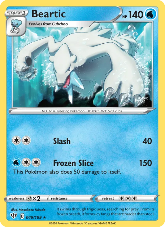 Beartic 49/189  - Reverse Holofoil SWSH03 Darkness Ablaze - Rare