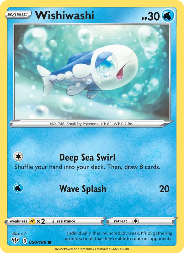 Wishiwashi 50/189  - Reverse Holofoil SWSH03 Darkness Ablaze - Common