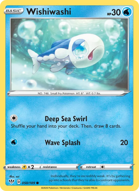 Wishiwashi 50/189  - Reverse Holofoil SWSH03 Darkness Ablaze - Common