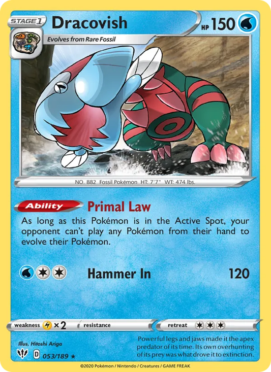Dracovish 53/189  - Holofoil SWSH03 Darkness Ablaze - Holo Rare