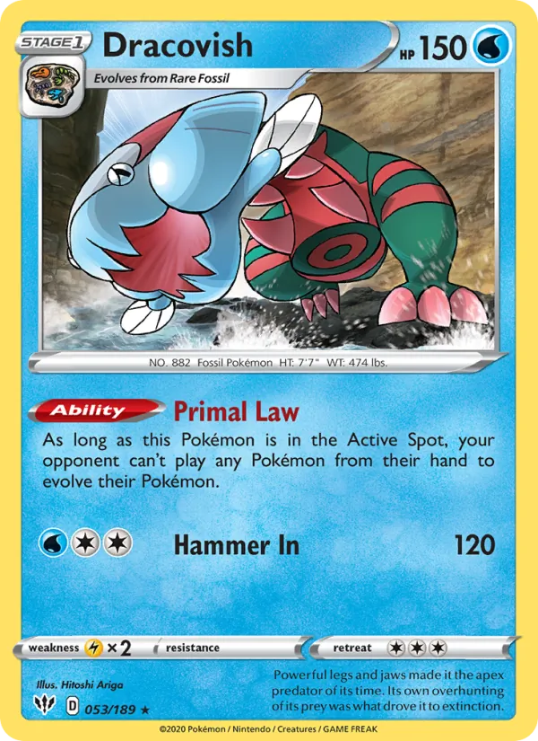 Dracovish 53/189  - Reverse Holofoil SWSH03 Darkness Ablaze - Holo Rare