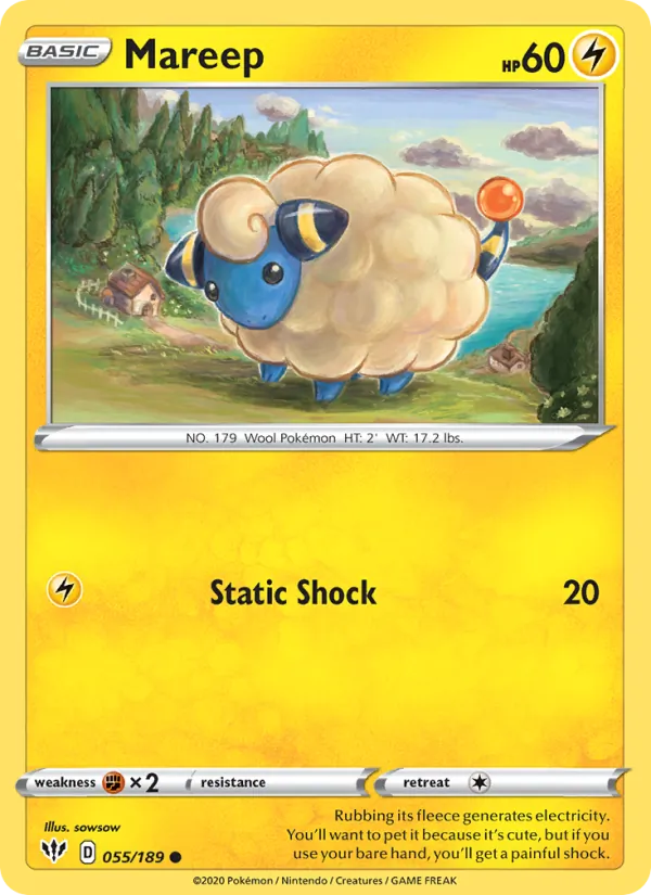 Mareep 55/189  - Reverse Holofoil SWSH03 Darkness Ablaze - Common