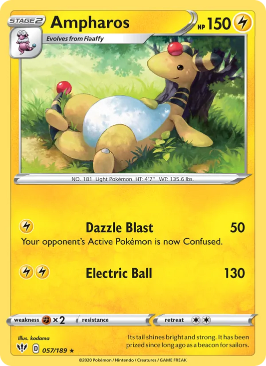 Ampharos 57/189  - Reverse Holofoil SWSH03 Darkness Ablaze - Rare