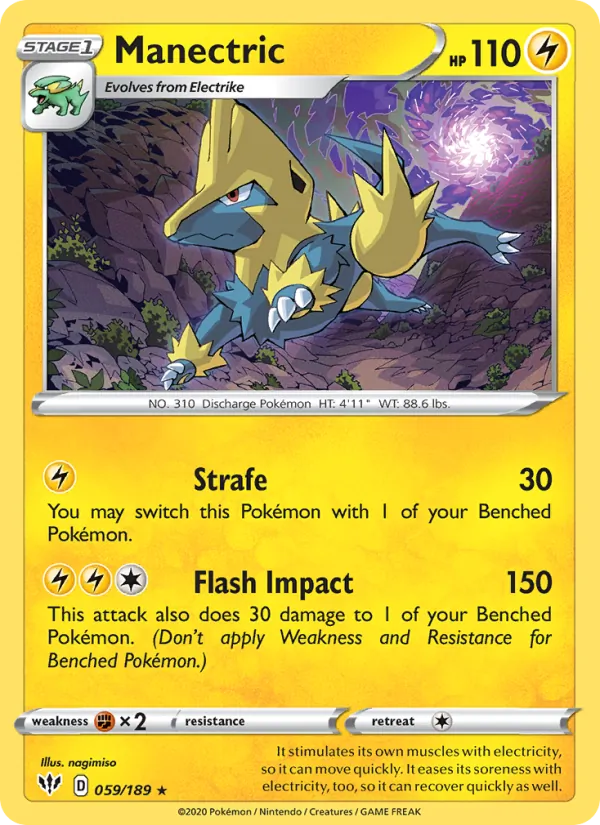 Manectric 59/189  - Reverse Holofoil SWSH03 Darkness Ablaze - Rare