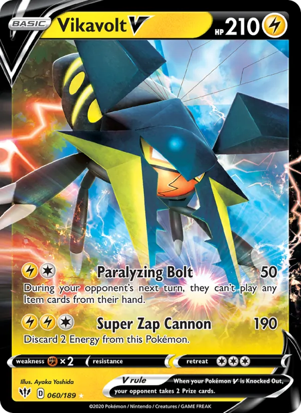 Vikavolt V 60/189  - Holofoil SWSH03 Darkness Ablaze - Holo Rare V