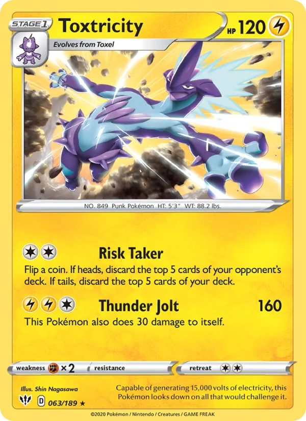 Toxtricity 63/189  - Holofoil SWSH03 Darkness Ablaze - Holo Rare
