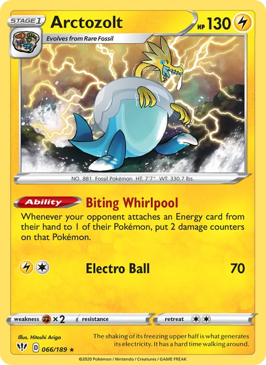 Arctozolt 66/189  - Holofoil SWSH03 Darkness Ablaze - Holo Rare