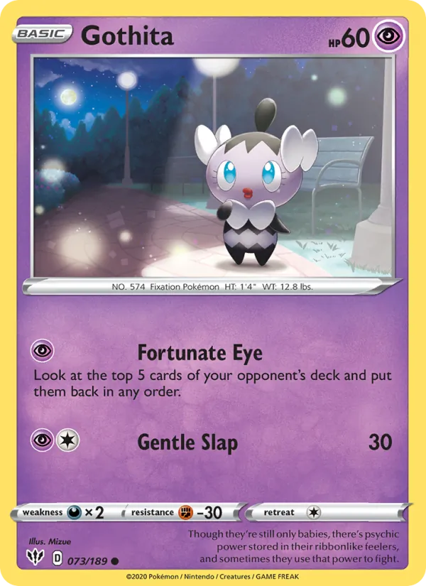Gothita 73/189  - Reverse Holofoil SWSH03 Darkness Ablaze - Common