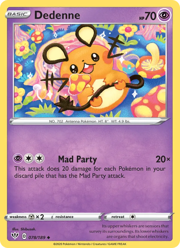 Dedenne 78/189  - Reverse Holofoil SWSH03 Darkness Ablaze - Uncommon