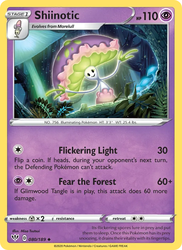 Shiinotic 80/189  - Reverse Holofoil SWSH03 Darkness Ablaze - Uncommon