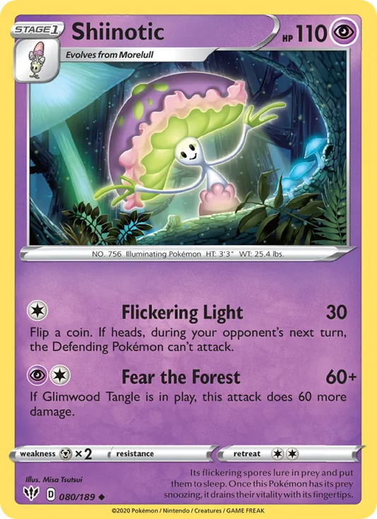 Shiinotic 80/189  - Reverse Holofoil SWSH03 Darkness Ablaze - Uncommon