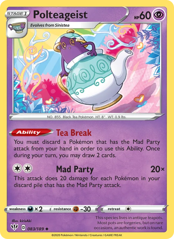 Polteageist 83/189  - Reverse Holofoil SWSH03 Darkness Ablaze - Uncommon