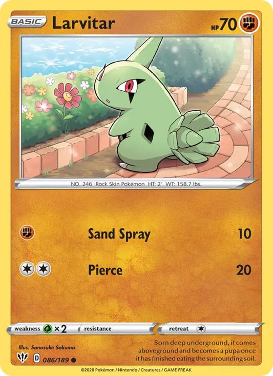 Larvitar 86/189  - Reverse Holofoil SWSH03 Darkness Ablaze - Common