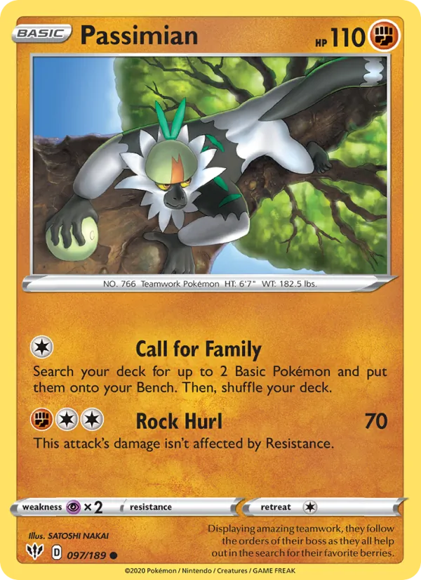 Passimian 97/189  - Reverse Holofoil SWSH03 Darkness Ablaze - Common