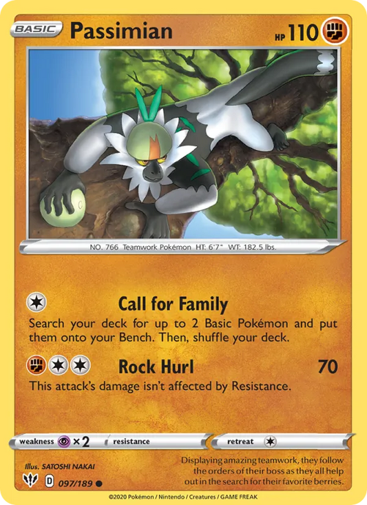 Passimian 97/189  - Reverse Holofoil SWSH03 Darkness Ablaze - Common