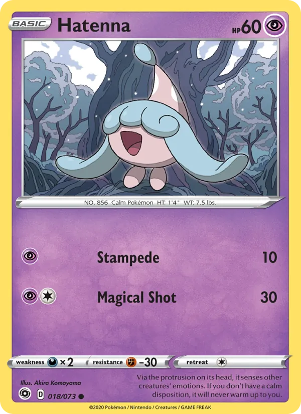 Hatenna 18/73  - Reverse Holofoil Champion's Path - Common