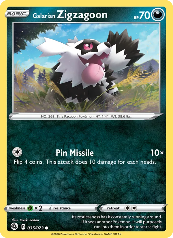 Galarian Zigzagoon 35/73  - Reverse Holofoil Champion's Path - Common