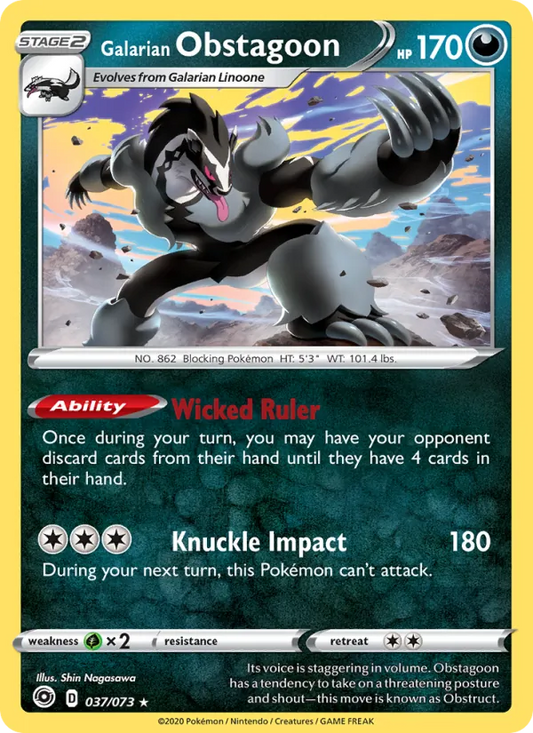Galarian Obstagoon 37/73  - Holofoil Champion's Path - Holo Rare