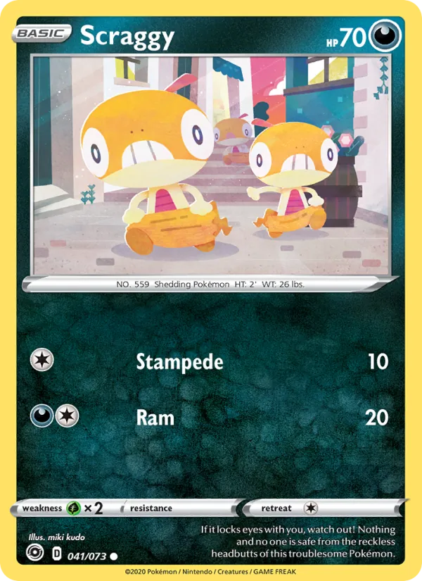 Scraggy 41/73  - Reverse Holofoil Champion's Path - Common