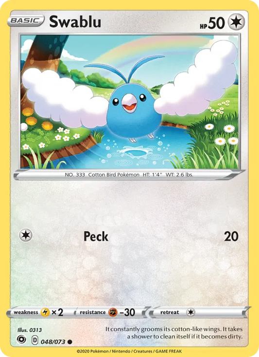 Swablu 48/73  - Reverse Holofoil Champion's Path - Common