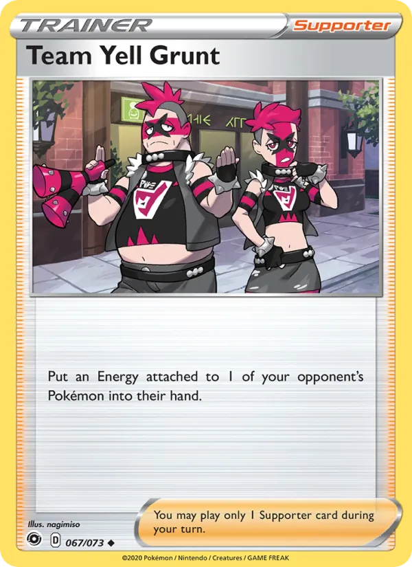 Team Yell Grunt 67/73  - Reverse Holofoil Champion's Path - Uncommon