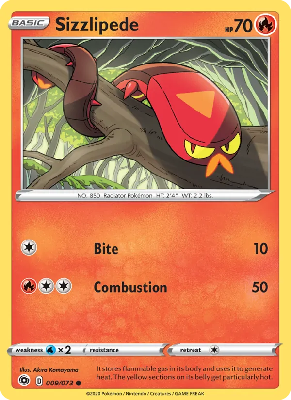 Sizzlipede 9/73  - Reverse Holofoil Champion's Path - Common