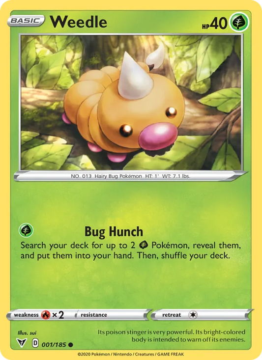 Weedle 1/185  - Reverse Holofoil SWSH04 Vivid Voltage - Common