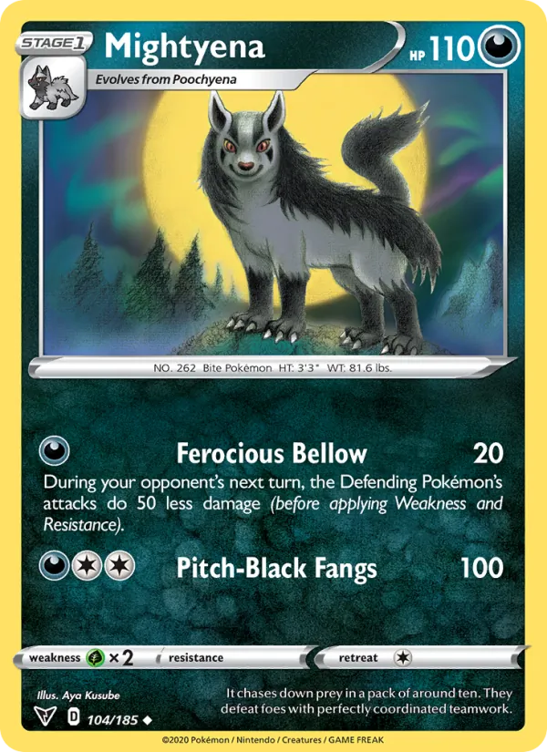 Mightyena 104/185  - Reverse Holofoil SWSH04 Vivid Voltage - Uncommon