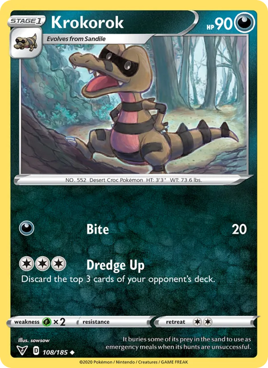 Krokorok 108/185  - Reverse Holofoil SWSH04 Vivid Voltage - Uncommon