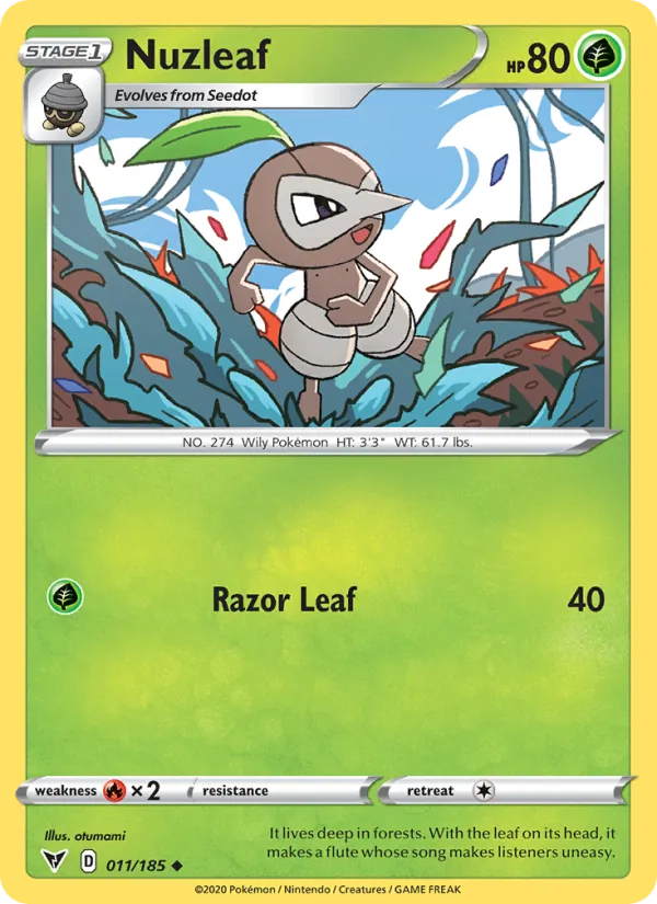 Nuzleaf 11/185  - Reverse Holofoil SWSH04 Vivid Voltage - Uncommon