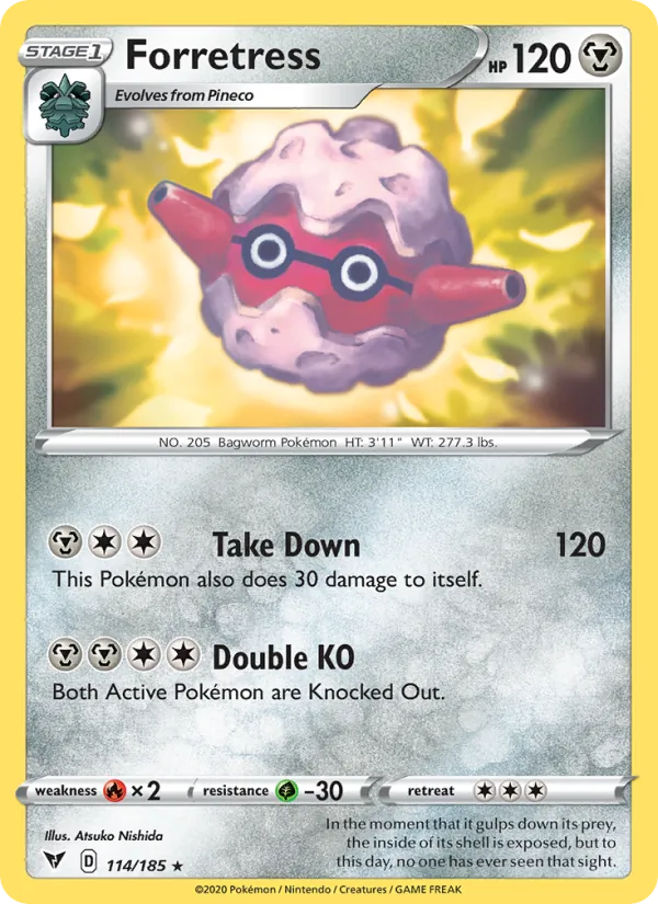 Forretress 114/185  - Reverse Holofoil SWSH04 Vivid Voltage - Rare
