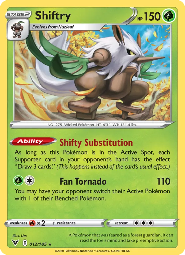 Shiftry 12/185  - Reverse Holofoil SWSH04 Vivid Voltage - Rare
